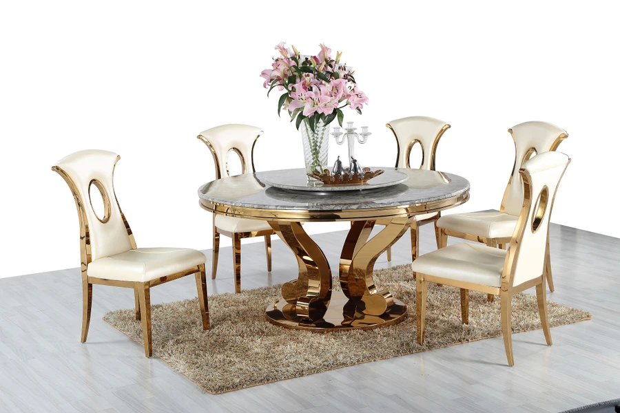 Okrúhly jedálenský mramorový stôl Golden